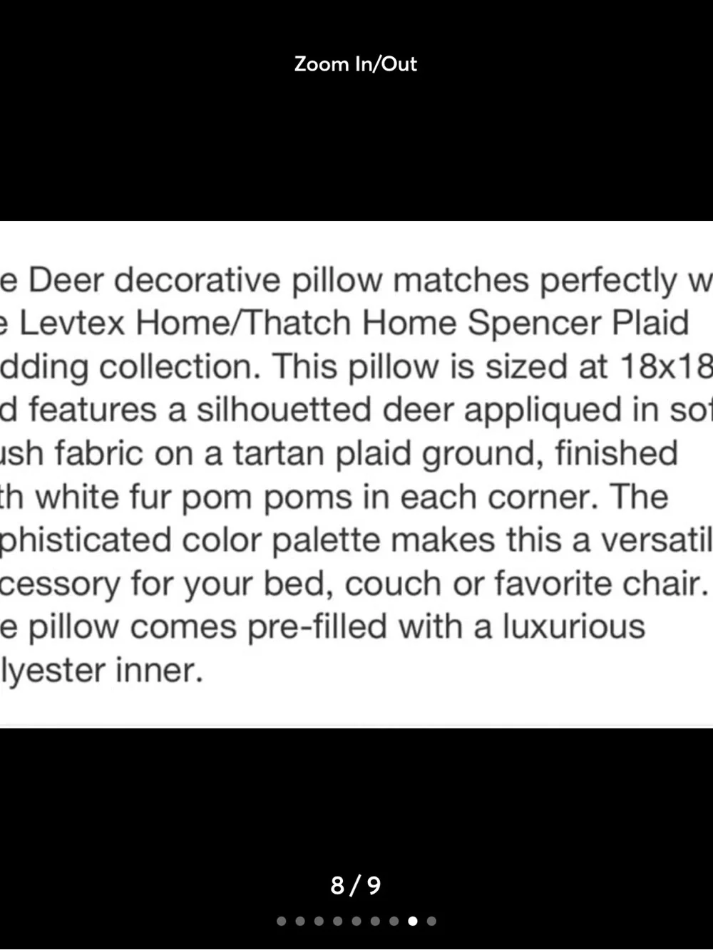 NWT Levtex Home Spencer Plaid Reindeer Throw Pillow - White Reindeer Accent